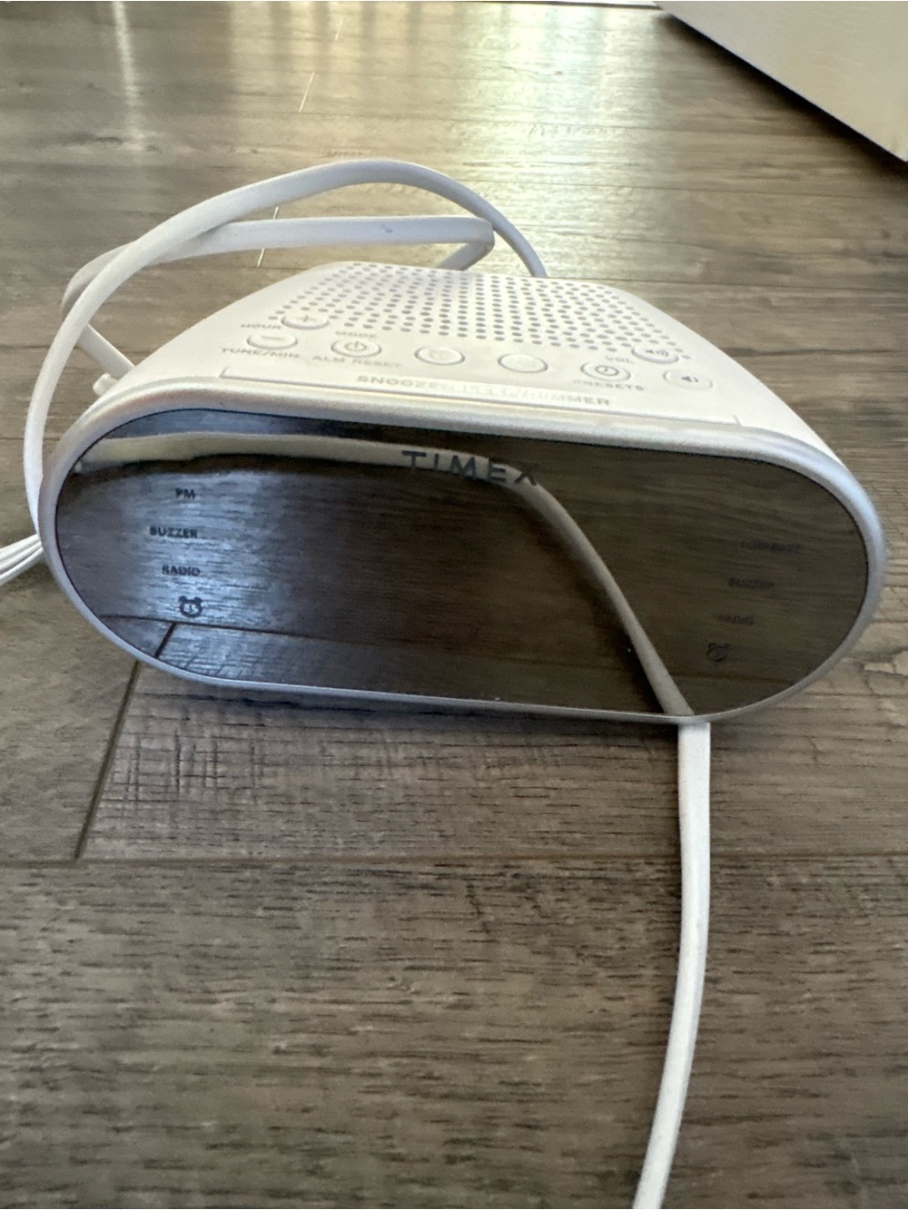 Timex White Alarm Clock with Mirror Display